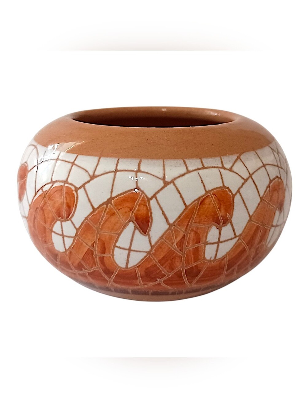 MINI Tile Affect Bowl Vase Mosaic Pottery Handmade Miniature Wave‎ Design Glazed - Picture 5 of 16